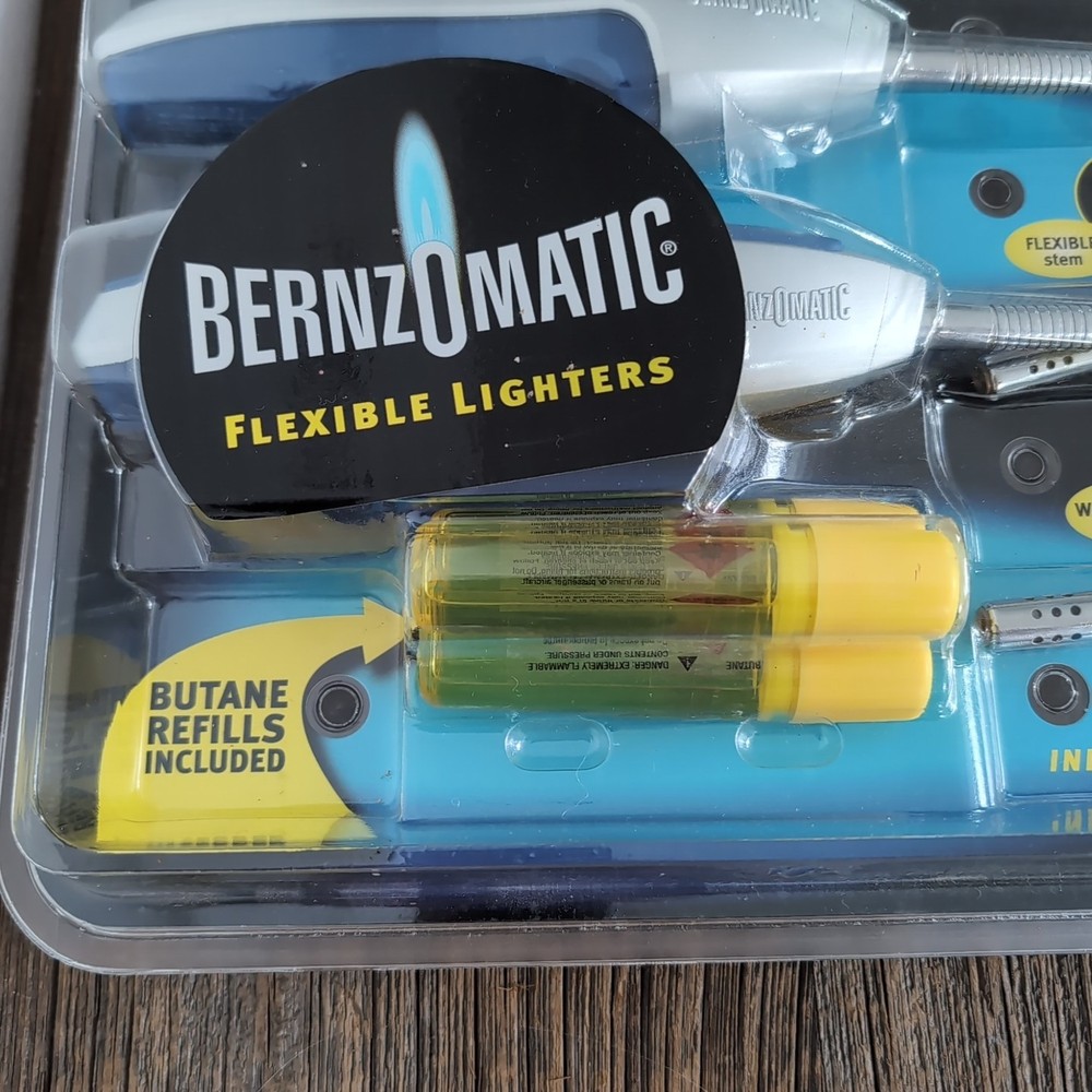 3-PACK BernzOmatic Refillable Flexible Bendable BUTANE LIGHTER Windproof Grill