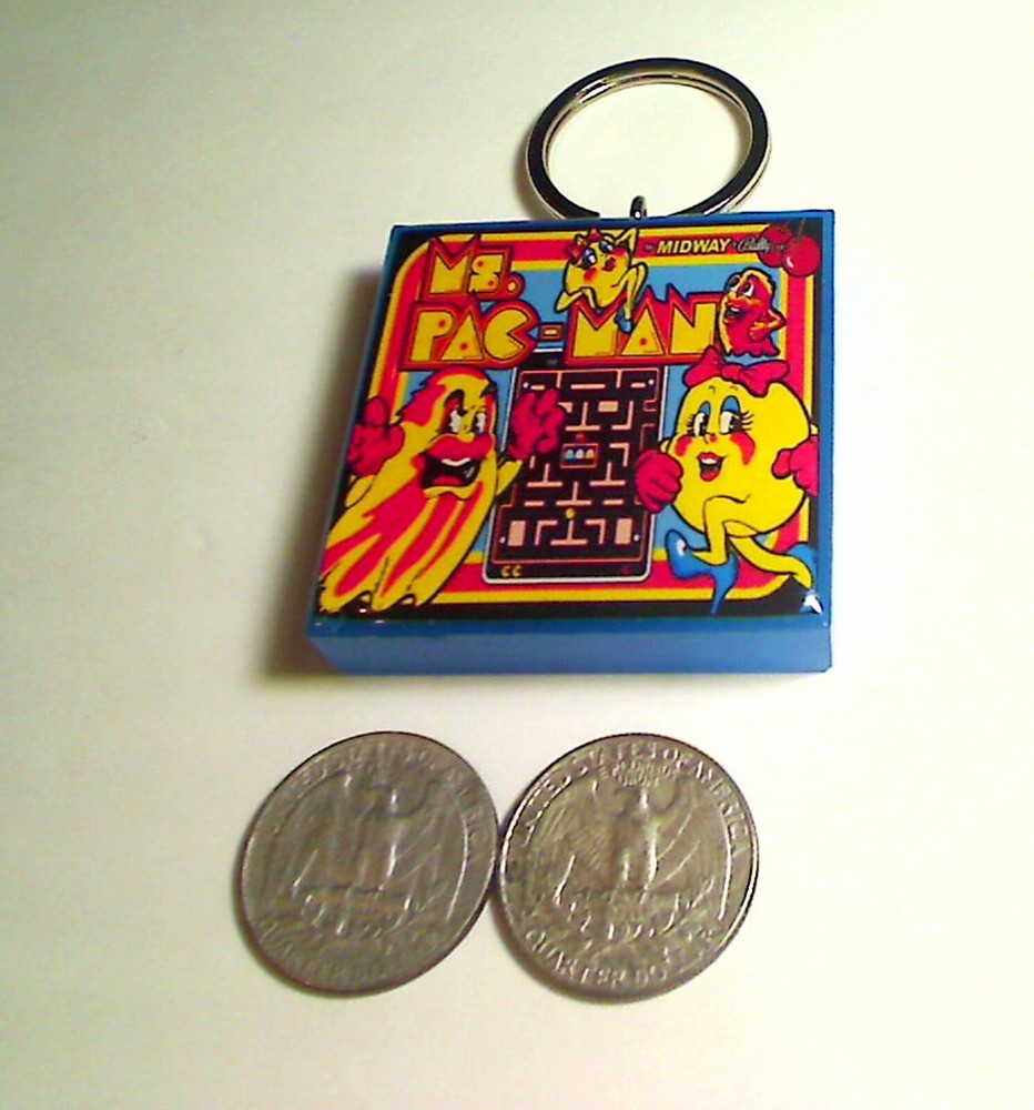 Ms. Pac-Man Arcade Coin Door accessory Keychain