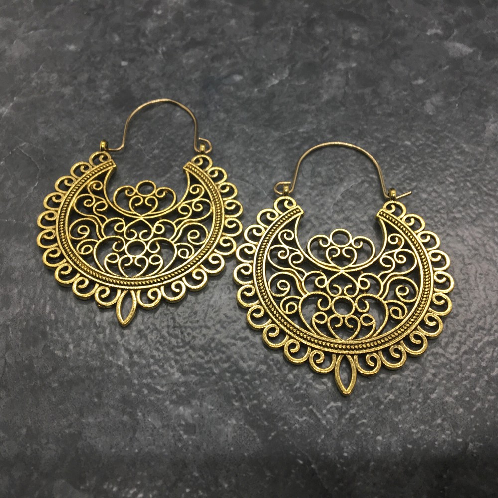 2” Bronze-tone Earring Boho Bead Set Dangle Drop Hook New Free Ship 5154