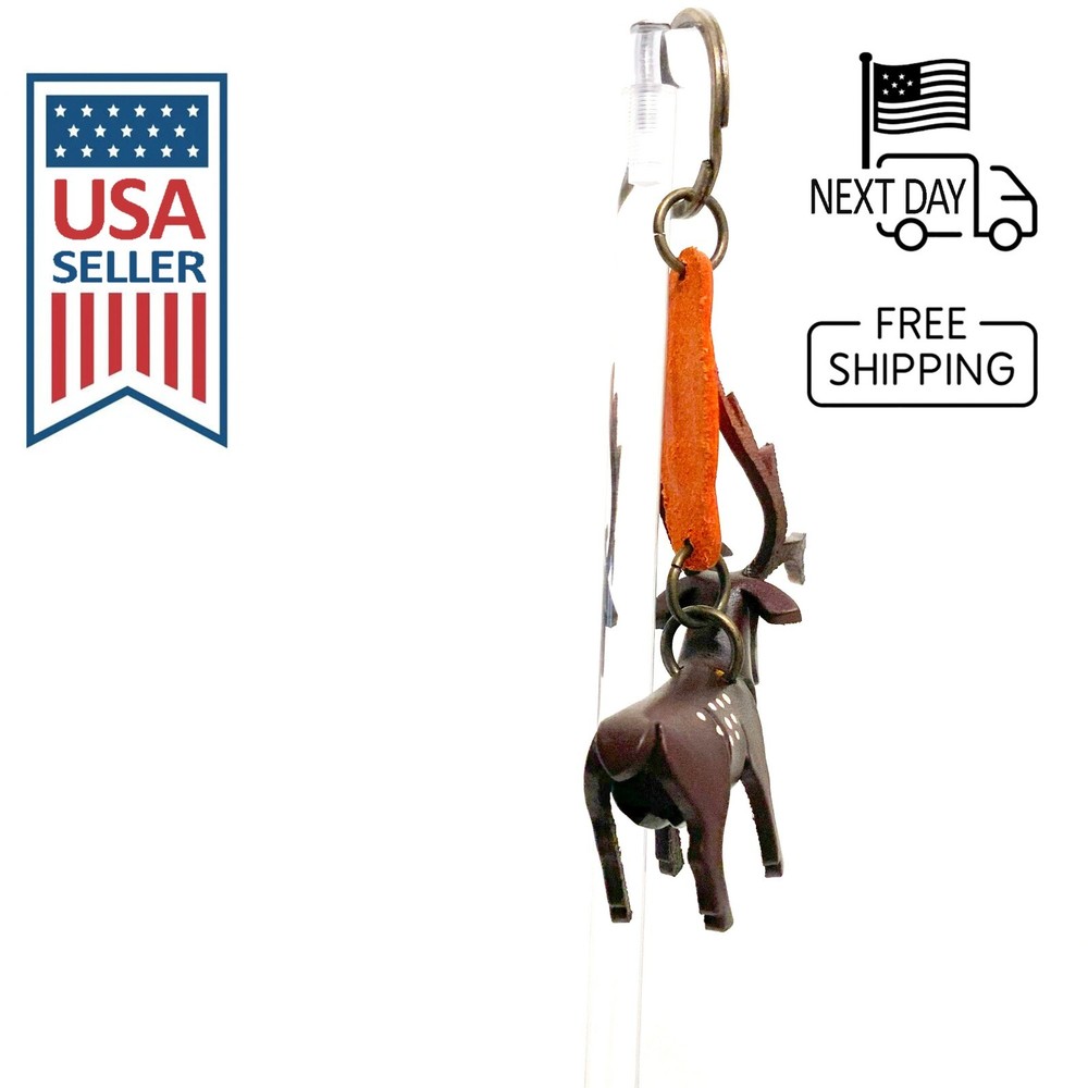 Sika Deer (Brown) Handmade Leather Keyring