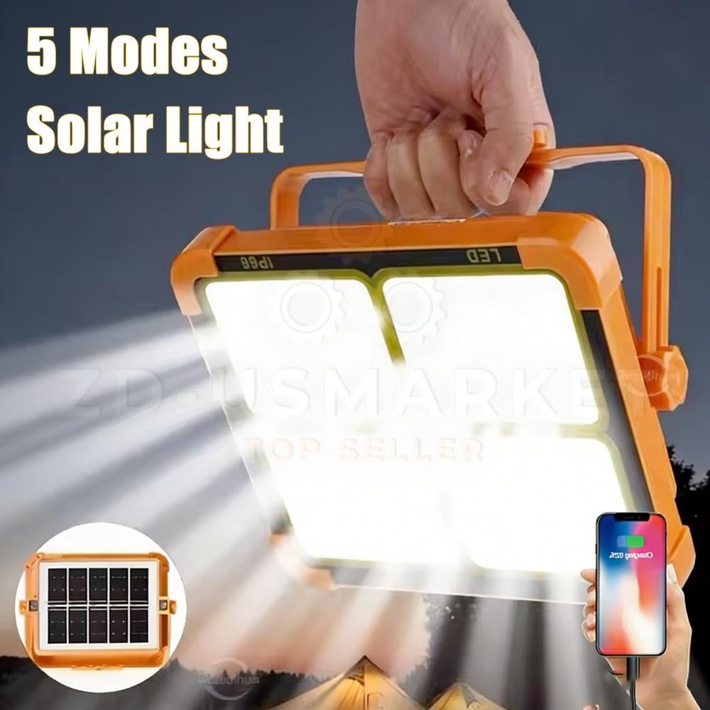 Portable LED Solar Rechargeable Work Light Outdoor Camping Security Light US