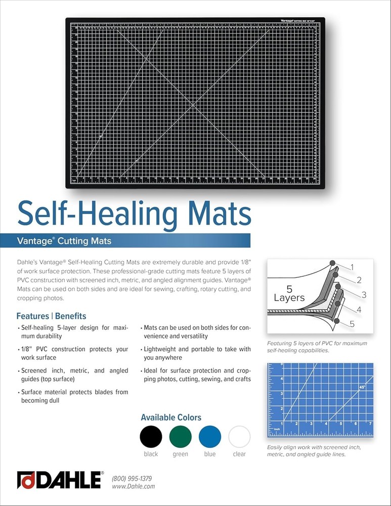 Self-Healing Cutting Mat 12"x18" - Five-Layer Durability for Crafters