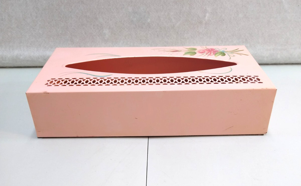 Vintage MCM Tolware Painted Metal Tissue Box