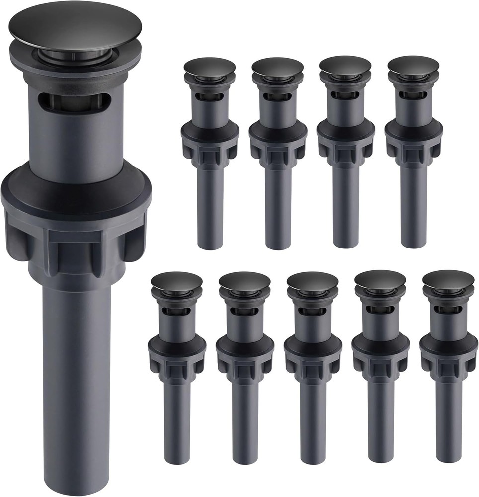 10 Pack Matte Black Pop Up Sink Drain Stoppers - Anti-Clogging & Leak-Proof