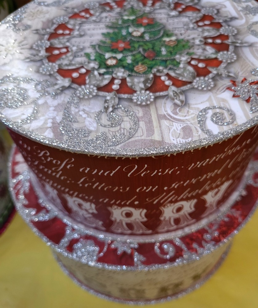 NEW 2pc SET Punch Studio CHRISTMAS SANTA STACKING GLITTER Decorative Gift Boxes