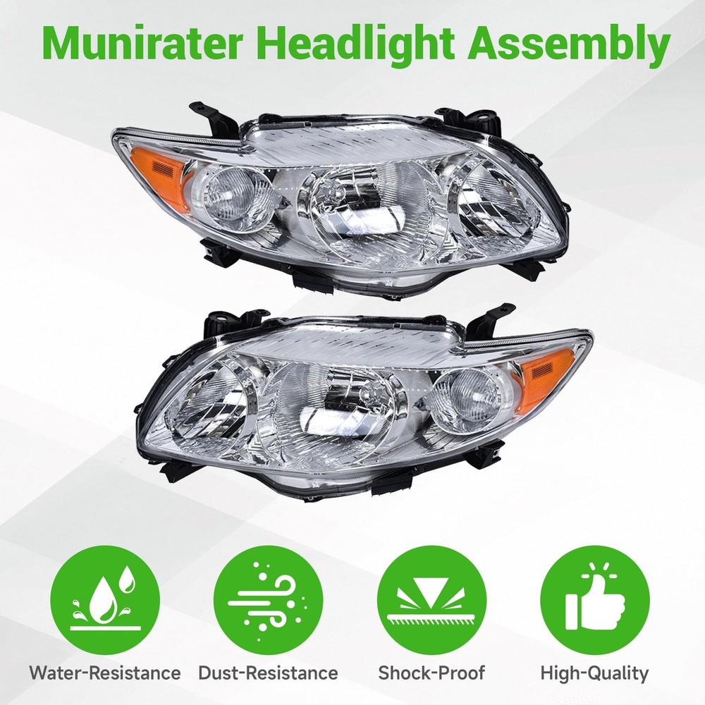 Headlights Assembly Silver Headlamp Replacement for 2009 Chrome,Silver Medium