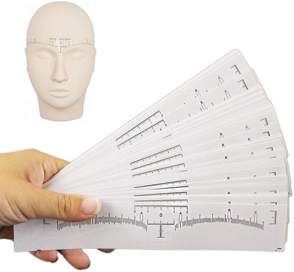 50 PCS Disposable Eyebrow Ruler Eyebrow Sticker Adhesive Eyebrow Microblading