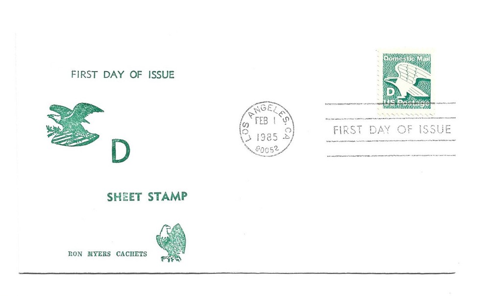 2111 'D' (22c) Non Denominated Eagle Ron Myers Cachets FDC