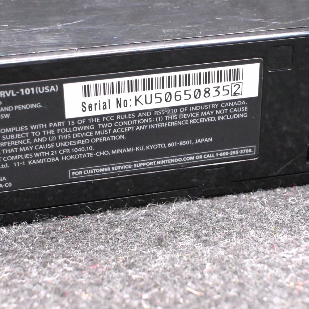 NINTENDO WII BLACK CONSOLE RVL-101 BUNDLE W/ CONTROLLER NUNCHUK SENSOR & CABLES