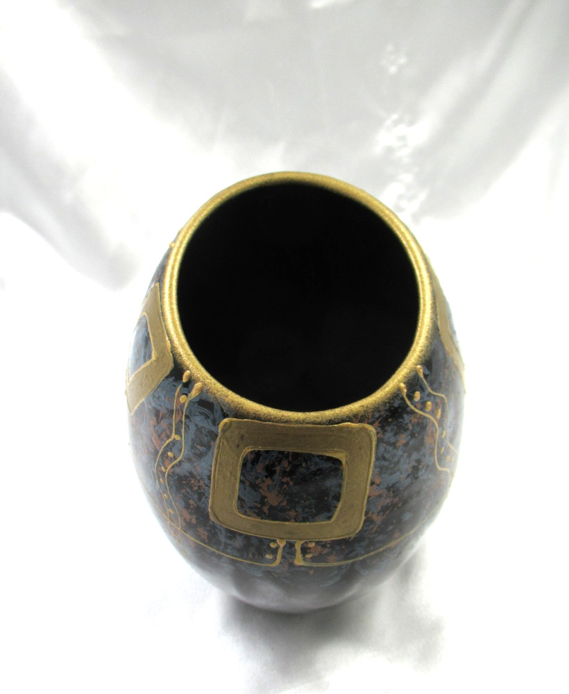 Ceramic Vase Hand Painted Signed Romania 6 1/2"