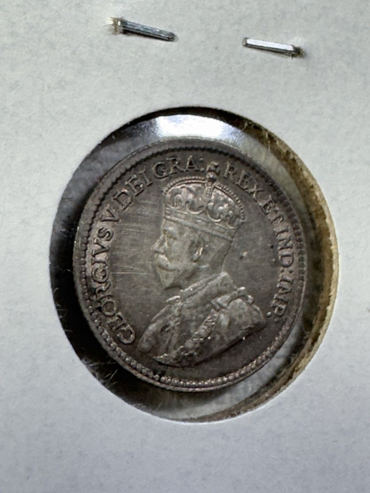 1918 Canada 5 Cents Silver Coin Cleaned