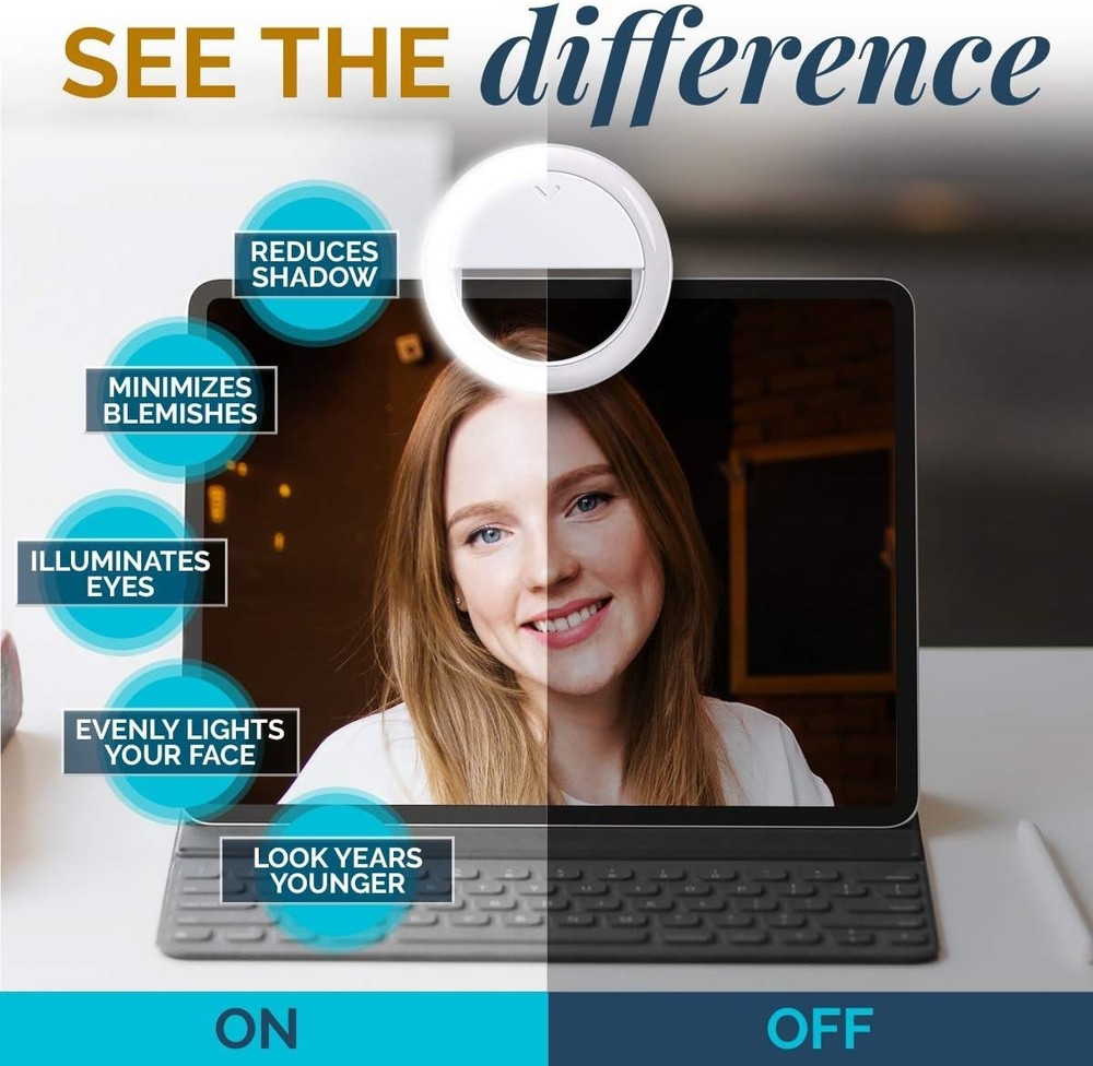 GearLight Selfie Ring Light for Computer or Phone - Rechargeable, Webcam &Video