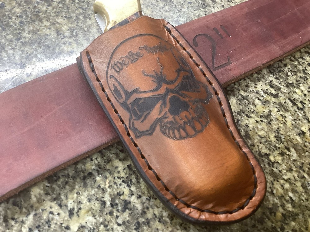 Leather Folding Knife Belt Loop Sheath Handmade Buck 110 (Sheath Only) Left