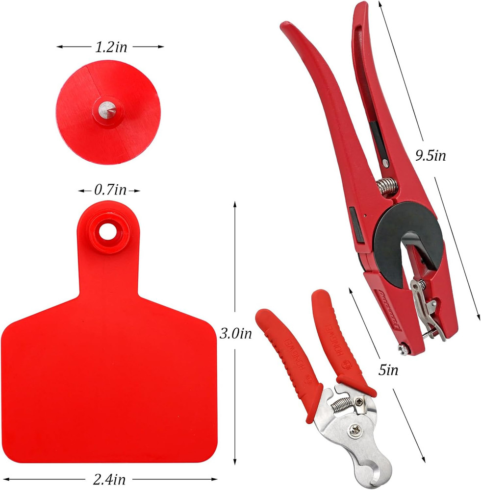 Cattle Ear Tags - Blank 100 Sets Livestock Identification Tags with Applicator a