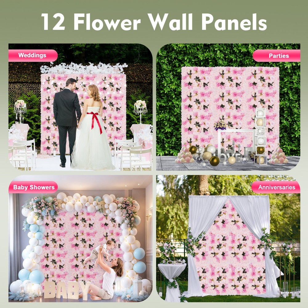 12pcs Wedding Venue Decorations Artificial Flower Wall Stage Background Decor