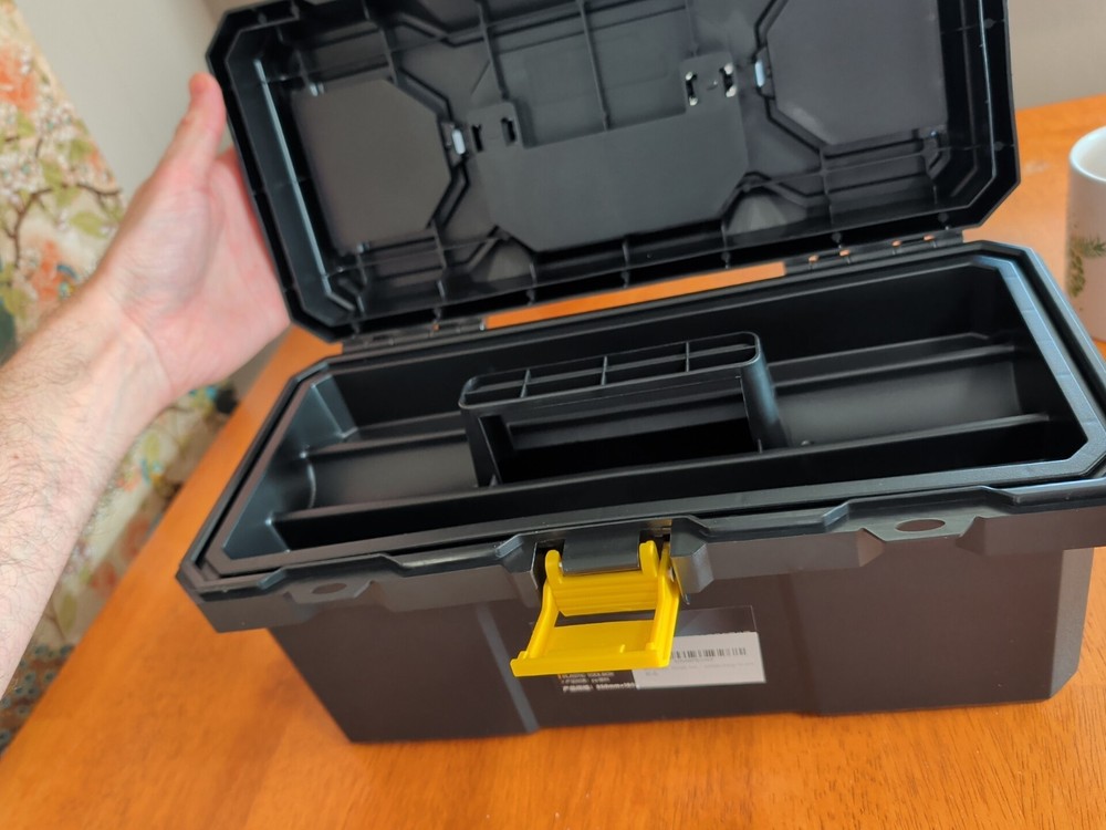 Deli Small Tool Box, 15in Plastic Toolbox with Handle, Portable Tool Box