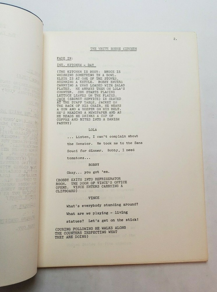 WHITE HOUSE KITCHEN / Laurence Marks 1978 Unproduced TV Script PILOT EPISODE