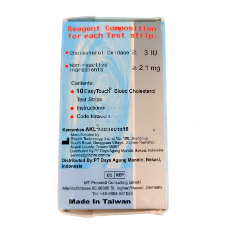 Original New 10 Test Strips Easy Touch For Cholesterol Level Check