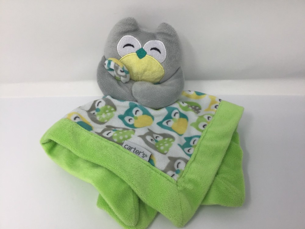 Carters Owl Lovey Security Blanket Unisex Plush 14”