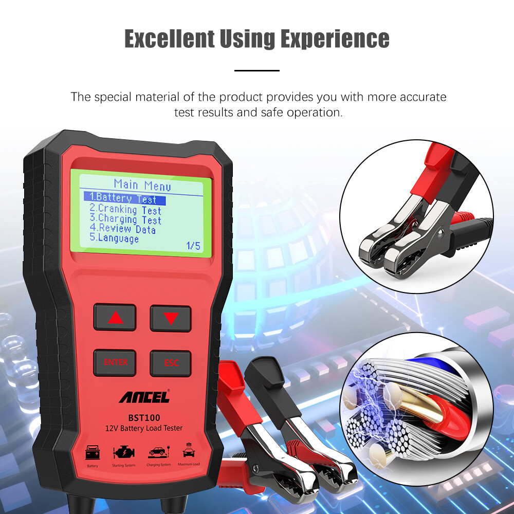 12V Car Battery Tester Charging Cranking Alternator Test Analyzer 100-2000 CCA