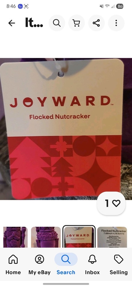 Wayward PURPLE FLOCKED NUTCRACKER Christmas Holiday