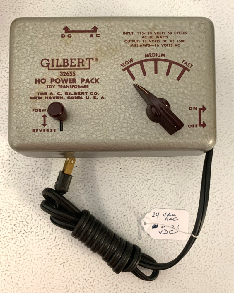 Gilbert 32655 Transformer 0-21 VDC and 24 VAC ACC,110VAC Input Train Transformer