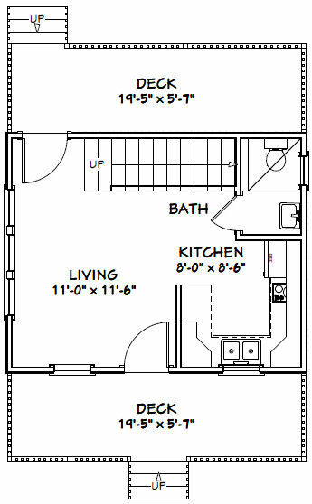 20x16 Tiny House -- PDF Floor Plan -- 557 sq ft -- Model 8