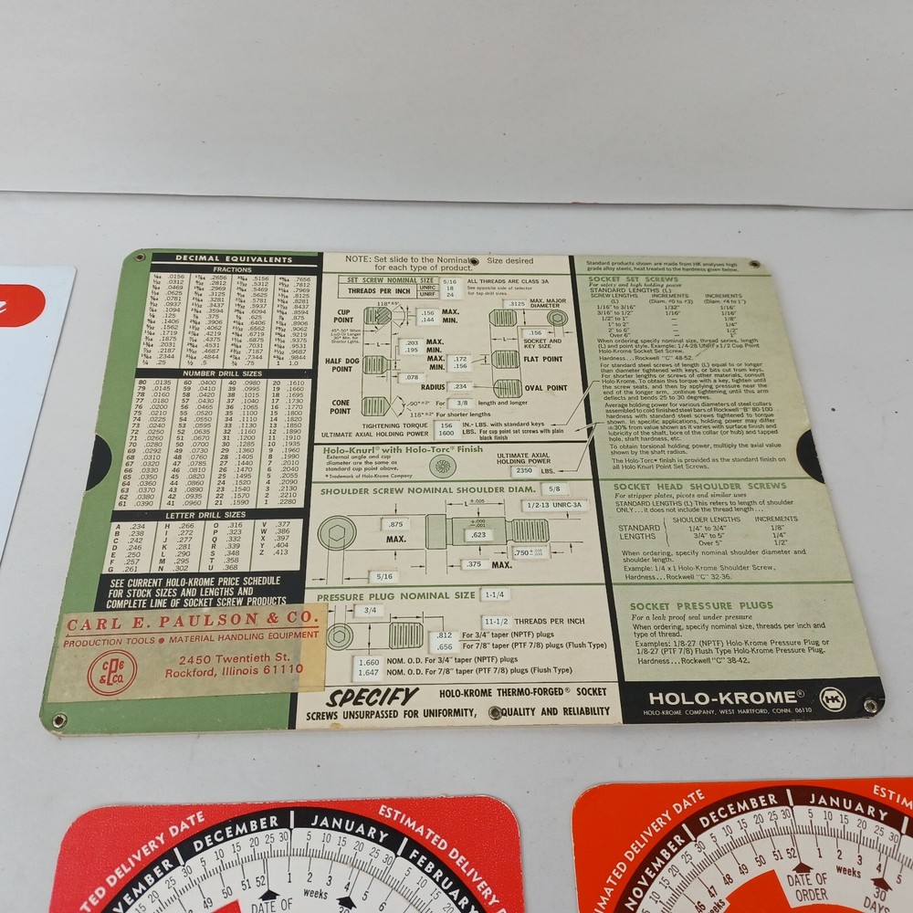 Vintage Engineer Conversion Data Chart Mixed Lot