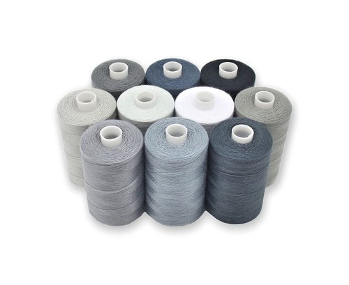 Gray Sewing Threads - 10 Large Spools of Polyester Thread for Hand Quilting &...