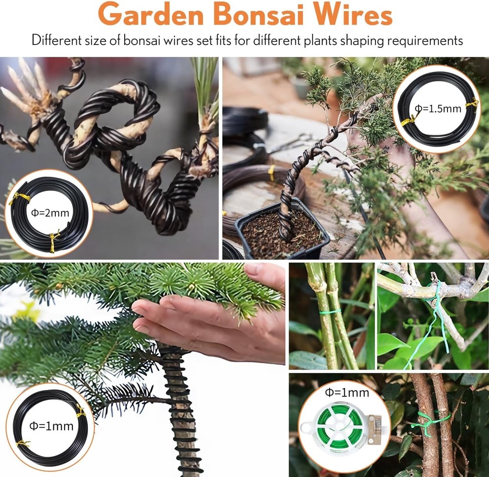 Bonsai Tools Kit 20 Pcs Garden Tools Set for Starters, Includes Bonsai Wire K...
