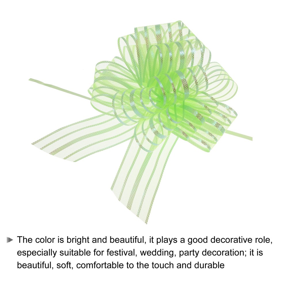 15pcs 6 Inch Organza Large Pull Bow Gift Wrapping Bows Chiffon Green