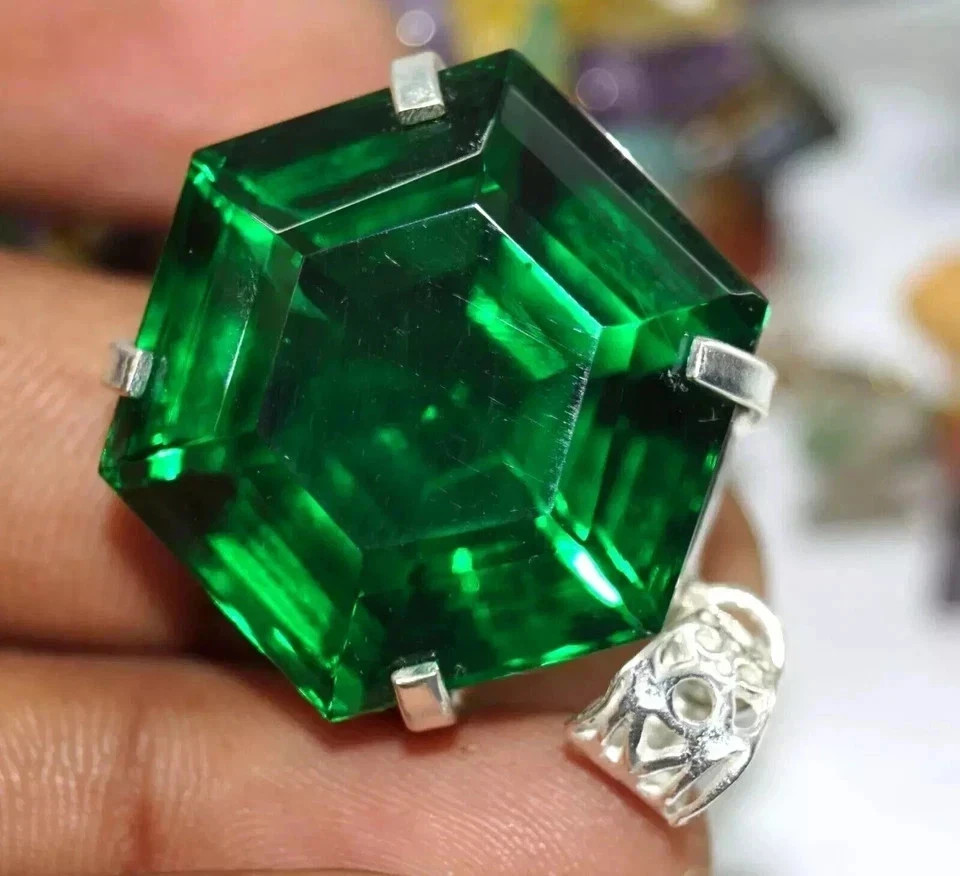 Certified 92.3 Ct+ Natural Tsavorite Garnet 925 Solid Silver Pendant Gemstone