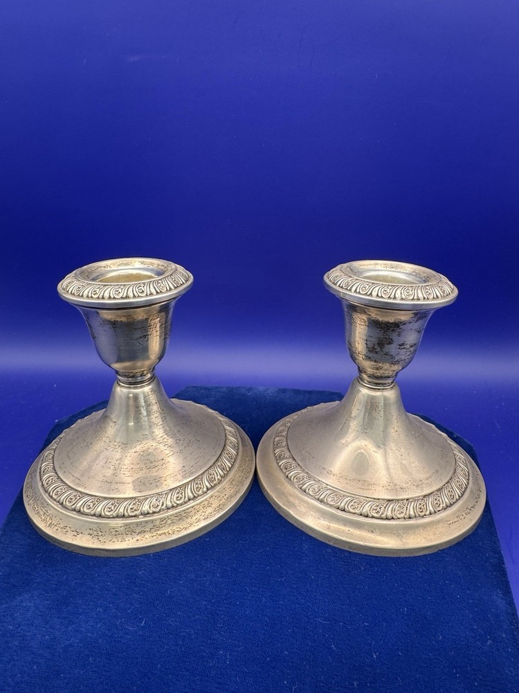 Gorham Sterling Silver 6779 Candlesticks Pair Cement Filled Reinforced