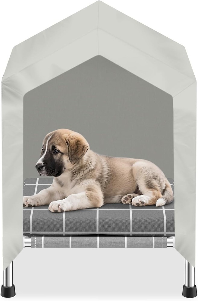 Elevated Dog House with Soft Cushion Insert - Comfortable Pet Home with Elevated