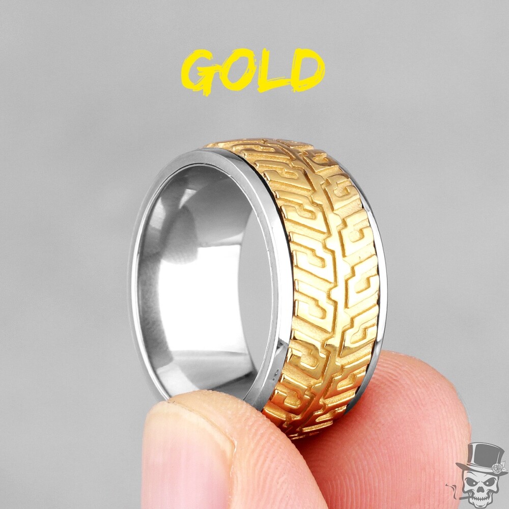 Sculpt Rings™ Rotatable Tire Pattern Punk Ring - Bold & Functional US Size 7-11