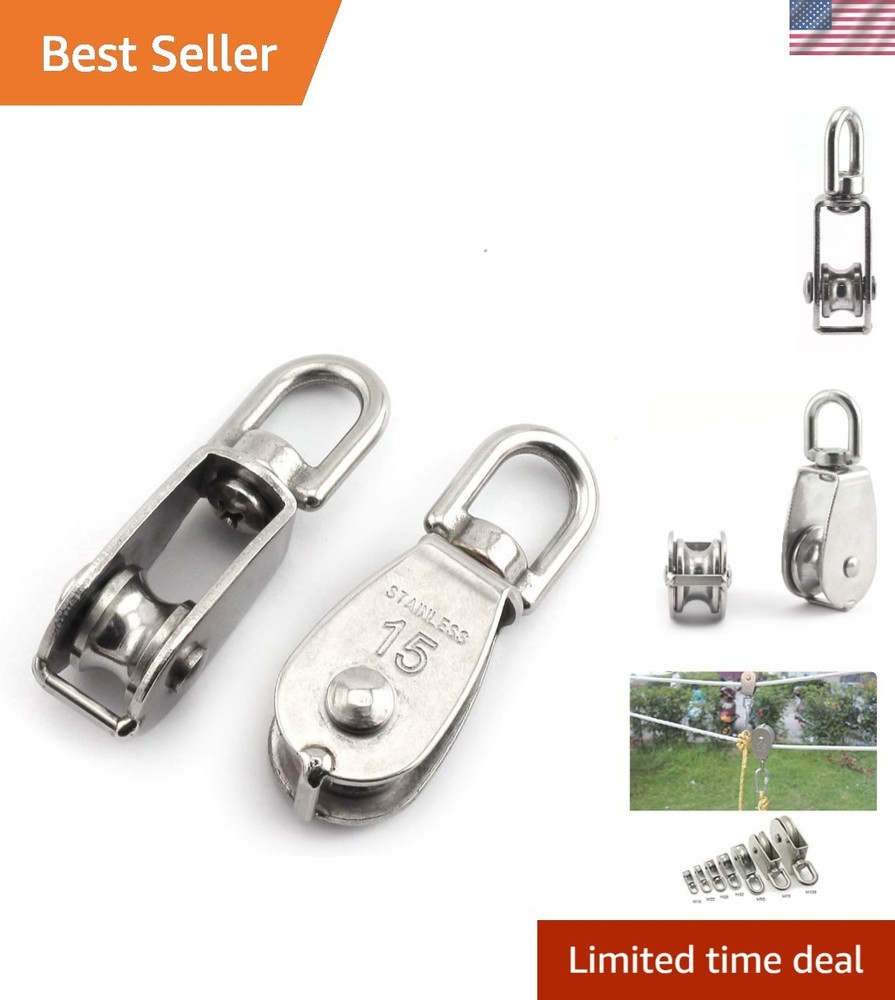 Compact 2-Pack M15 Stainless Steel Swivel Blocks for Safe Rigging Solutions