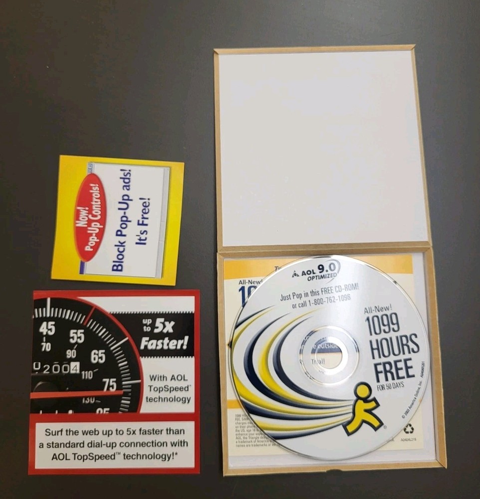 AOL 9.0 Optimized 1099 Hours Free Vintage Promo CD Rom NEW