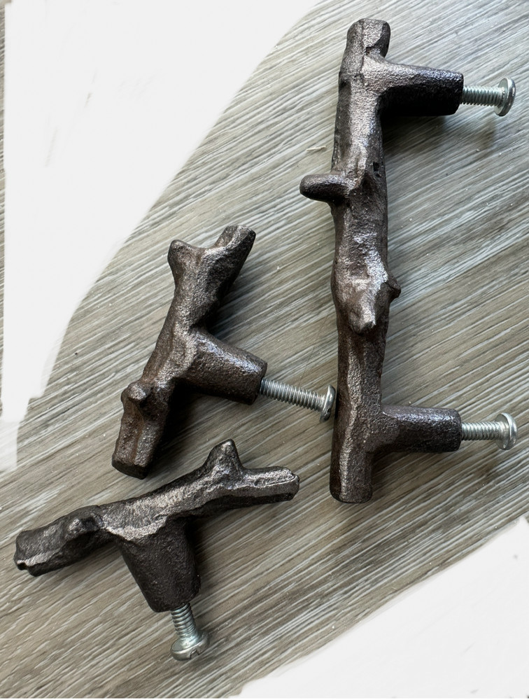 Vintage 3 Twig Cabinet Pulls aged bronze