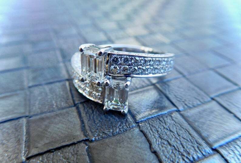 2 Big Baguette Solid 925 Sterling Silver Ring RSG 358