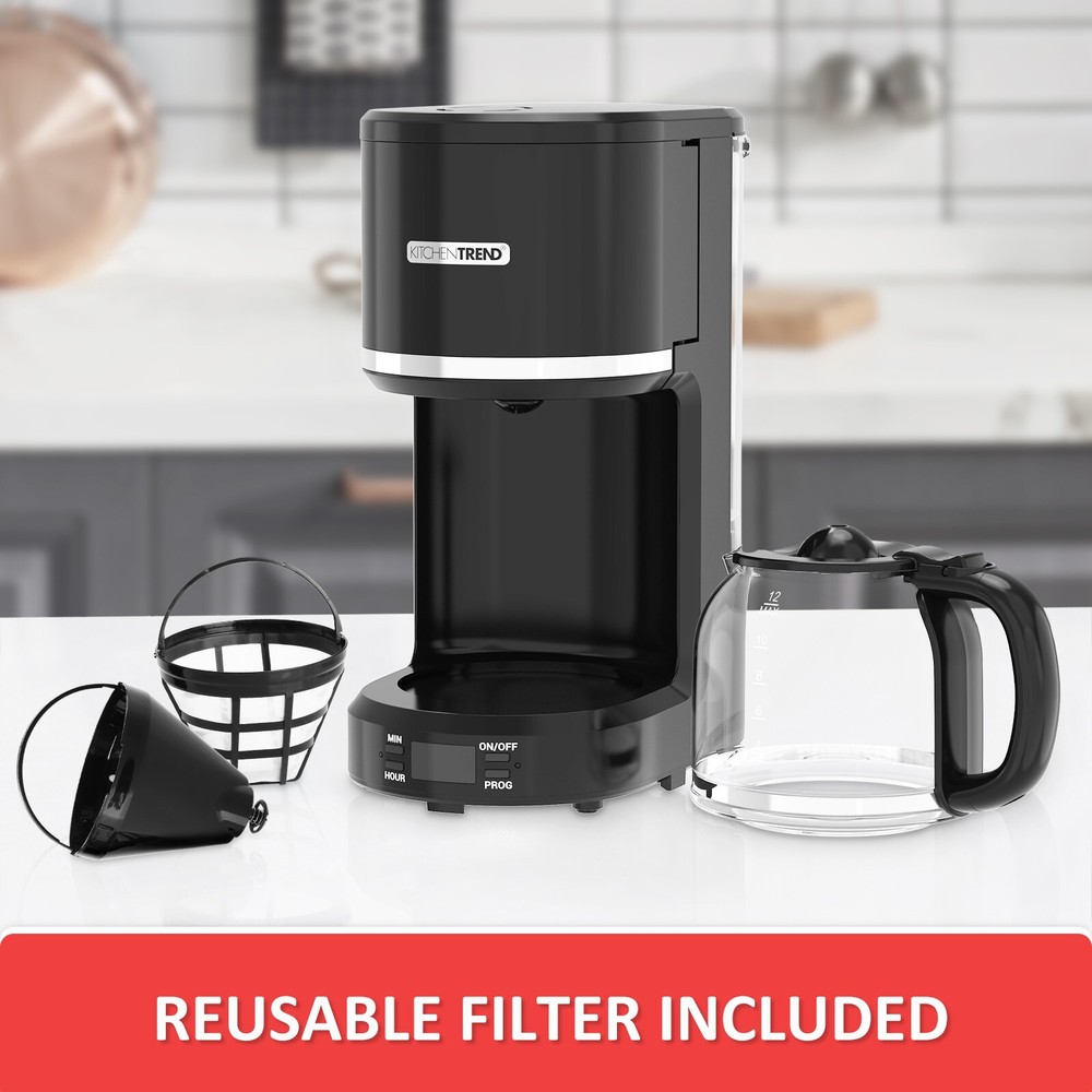 12-Cup Programmable Coffee Maker Removable Water Reservoir Drip Coffee Maker