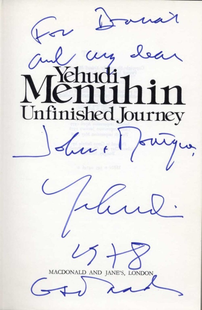 Yehudi Menuhin VIOLINIST autograph, signed book