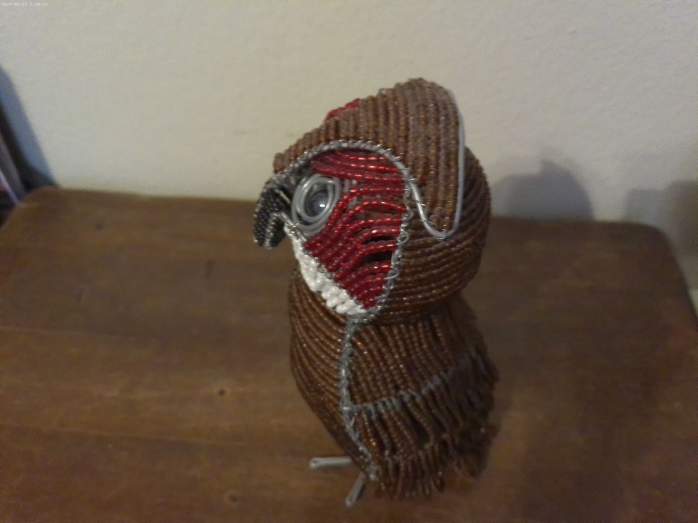 Large Beaded Owl Figure