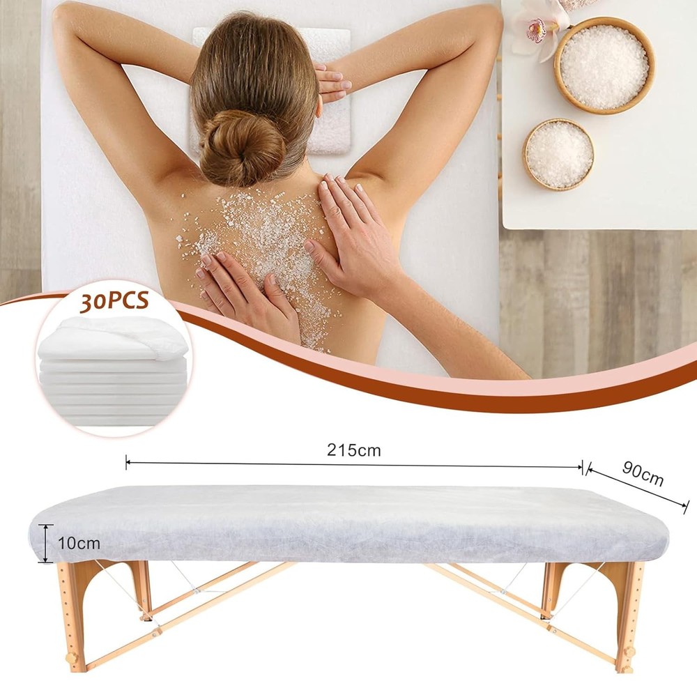 Disposable Thicken 30pc Fitted Massage Table Sheets, 25gsm Heavy Duty
