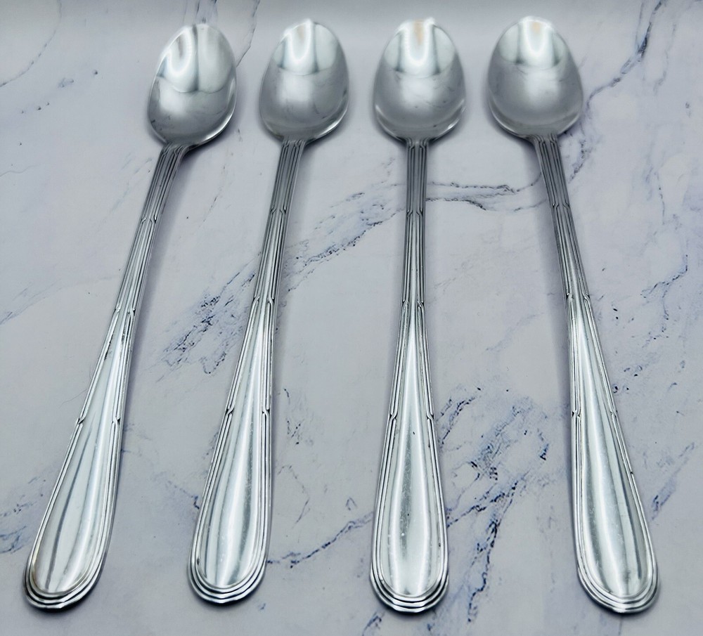 Oneida Ltd Silversmiths Becket silver-plated flatware 4 Ice Tea Spoons Flatware