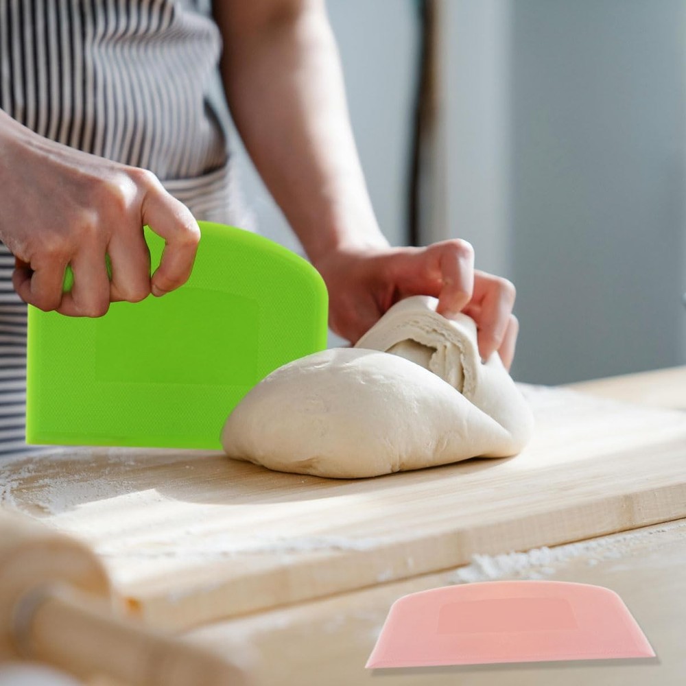 6 Pack Plastic Bench Scraper, Flexible Dough Scraper, Flexible Plastic Multip...