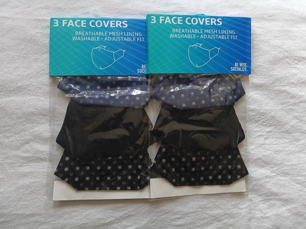 3 Multicolor Breathable Washable Adjustable Fit Cotton Polyester Face Covers