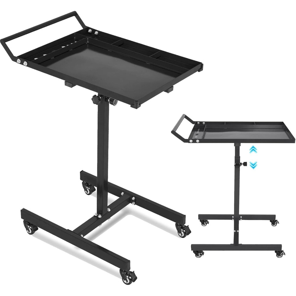 Heavy-Duty Rolling Workbench with Tool Tray, 220LB Capacity Adjustable Table