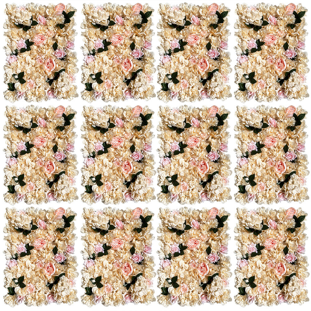 12 Pcs Artificial Rose Flower Wall Panel Bouquet Wedding Party Backdrop Decor