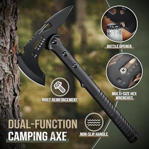 Tactical Axe 2 Pack, Sharp Tomahawk with Sheath, Portable 15.35 inches
