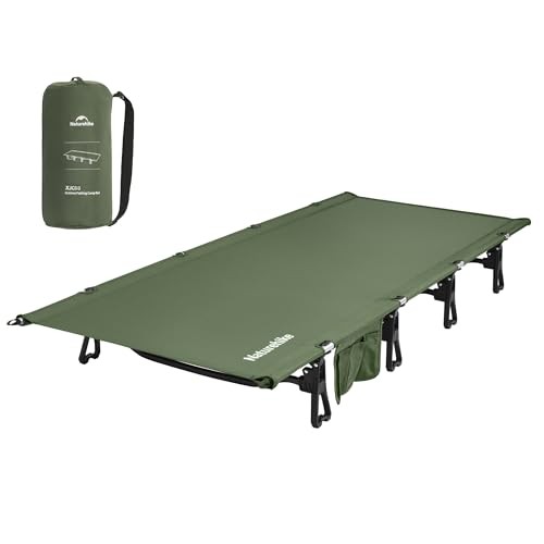 Extra WideWild Camping Cot, Folding Lightweight Camp Cot Bed, Portable Green